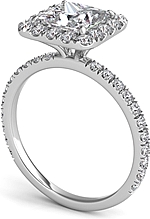 This image shows the setting with a 1.00ct princess cut center diamond. The setting can be ordered to accommodate any shape/size diamond listed in the setting details section below.
