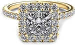 This image shows the setting with a 1.00ct princess cut center diamond. The setting can be ordered to accommodate any shape/size diamond listed in the setting details section below.