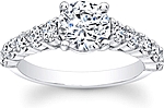 This image shows the setting with a 1.00ct round brilliant cut center diamond. The setting can be ordered to accommodate any shape/size diamond listed in the setting details section below.

