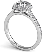 This image shows the setting with a 1.00ct round brilliant cut center diamond. The setting can be ordered to accommodate any shape/size diamond listed in the setting details section below.