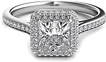 This image shows the setting with a 1.00ct princess cut center diamond. The setting can be ordered to accommodate any shape/size diamond listed in the setting details section below.