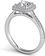 This image shows the setting with a 1.00ct princess cut center diamond. The setting can be ordered to accommodate any shape/size diamond listed in the setting details section below.