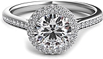 This image shows the setting with a 1.00ct round brilliant cut center diamond. The setting can be ordered to accommodate any shape/size diamond listed in the setting details section below.