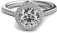 Rolled Round Halo Diamond Engagement Ring