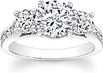 This image shows the setting with a 1.50ct round brilliant cut center diamond. The setting can be ordered to accommodate any shape/size diamond listed in the setting details section below.
