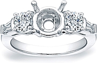 Round &amp; Baguette Diamond Engagement Ring- .95ct tw (For a larger center diamond)