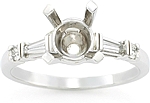 This image shows the setting with a basket made for 1.00ct round brilliant cut diamond. The setting can be ordered to accomodate any size/shape diamond listed on the setting details section below. 