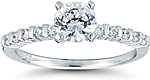 This image shows the setting with a 1.00ct round brilliant cut center diamond. The setting can be ordered to accommodate any shape/size diamond listed in the setting details section below.