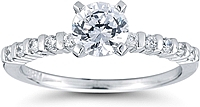 Round Brilliant Bar Set Diamond Engagement Ring