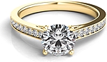 This image shows the setting with a 1.00ct round brilliant cut center diamond. The setting can be ordered to accommodate any shape/size diamond listed in the setting details section below.