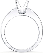 This image shows the setting with a head made to hold a 1.00ct round brilliant cut center diamond. The setting can be ordered to accommodate any shape/size diamond listed in the setting details section below.
