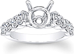 This image shows the setting made to hold a 1.00ct round brilliant cut center diamond. The setting can be ordered to accommodate any shape/size diamond listed in the setting details section below.
