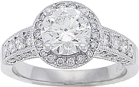 Round Brilliant Pave Diamond Halo Setting