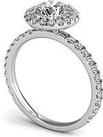 This image shows the setting with a 1.00ct round brilliant cut center diamond. The setting can be ordered to accommodate any shape/size diamond listed in the setting details section below.