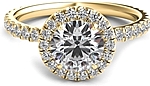 This image shows the setting with a 1.00ct round brilliant cut center diamond. The setting can be ordered to accommodate any shape/size diamond listed in the setting details section below.