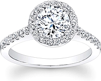 Round Pave Halo Diamond Engagement Ring
