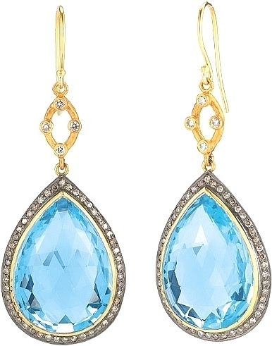 Sara Weinstock 18k Yellow Gold & Sterling Silver Blue Topaz & Diamond ...