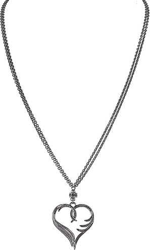Scott Kay Black Ruthenium Spinel Heart Necklace 20 N3625srspasb20