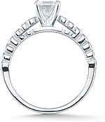 This image shows the setting with a 1.00ct round brilliant cut center diamond. The setting can be ordered to accomodate any shape/size diamond listed in the setting details section below.
