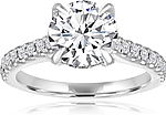This image shows the setting with a 1.00ct round brilliant cut center diamond. The setting can be ordered to accommodate any shape/size diamond listed in the setting details section below.