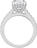 This image shows the setting with a 1.00ct round brilliant cut center diamond. The setting can be ordered to accommodate any shape/size diamond listed in the setting details section below.