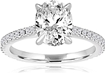 This image shows the setting with a 1.00ct oval cut center diamond. The setting can be ordered to accommodate any shape/size diamond listed in the setting details section below.