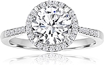 This image shows the setting with a 1.00ct round brilliant cut center diamond. The setting can be ordered to accommodate any shape/size diamond listed in the setting details section below.