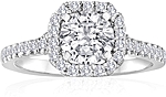 This image shows the setting with a 1.00ct round brilliant cut center diamond. The setting can be ordered to accommodate any shape/size diamond listed in the setting details section below.