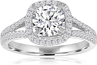 Signature Pave Split Shank Diamond Engagement Ring