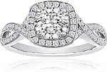 This image shows the setting with a 1.00ct round brilliant cut center diamond. The setting can be ordered to accommodate any shape/size diamond listed in the setting details section below.