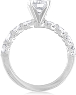 This image shows the setting with a 1.00ct round brilliant cut center diamond. The setting can be ordered to accommodate any shape/size diamond listed in the setting details section below.