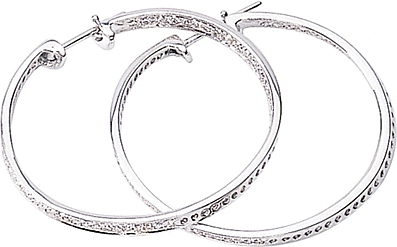 Simon G 18k White Gold Hoop Earrings With Pave Diamonds Sg Lp3504