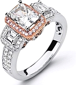 This image shows the setting with a 1.50ct emerald cut diamond. The setting can be ordered to accommodate any shape/size diamond listed in the setting details section below. 
