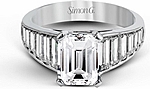 This image shows the setting with a 1.25ct emerald cut diamond. The setting can be ordered to accommodate any shape/size diamond listed in the setting details section below.