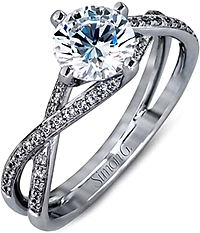 Simon G Criss Cross Pave Engagement Ring