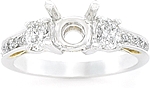 This image shows the setting with a basket made for 1.00ct round brilliant cut diamond. The setting can be ordered to accomodate any size/shape diamond listed on the setting details section below. 