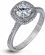 This image shows the setting with a 1ct round brilliant cut diamond. The setting can be ordered to accommodate any shape/size diamond listed in the setting details section below.

