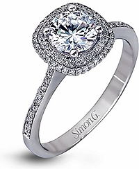 Simon G Double Halo Diamond Engagement Ring