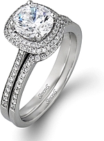 Shown with the matching wedding band; Sold separately.