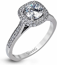 Simon G Double Halo Diamond Engagement Ring