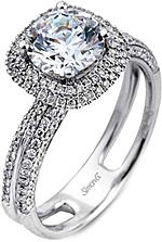 This image shows the setting with a 1.00ct round brilliant cut diamond. The setting can be ordered to accommodate any shape/size diamond listed in the setting details section below.