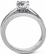 This image shows the setting with a 1ct round brilliant cut diamond. The setting can be ordered to accommodate any shape/size diamond listed in the setting details section below.