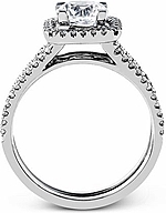 This image shows the setting with a 1ct round brilliant cut diamond. The setting can be ordered to accommodate any shape/size diamond listed in the setting details section below.