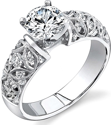 14K White Gold Filigree Diamond Engagement Ring – Carroll's