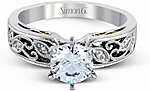 This image shows the setting with a 1ct round brilliant cut diamond. The setting can be ordered to accommodate any shape/size diamond listed in the setting details section below.