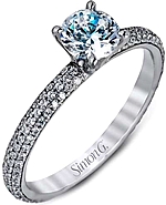 This image shows the setting with a .80 round brilliant cut diamond. The setting can be ordered to accommodate any shape/size diamond listed in the setting details section below. 