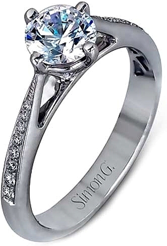 This image shows the setting with a 1.00ct round brilliant cut diamond. The setting can be ordered to accommodate any shape/size diamond listed in the setting details section below. 