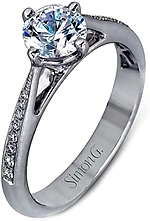 This image shows the setting with a 1.00ct round brilliant cut diamond. The setting can be ordered to accommodate any shape/size diamond listed in the setting details section below. 