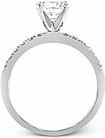 This image shows the setting with a 1.00ct round brilliant cut diamond. The setting can be ordered to accommodate any shape/size diamond listed in the setting details section below.
