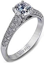 This image shows the setting with a 1.00ct round brilliant cut diamond. The setting can be ordered to accommodate any shape/size diamond listed in the setting details section below. 